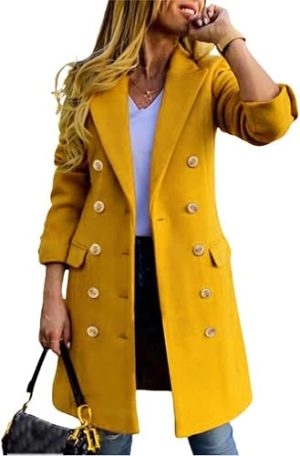 IDEALSANXUN Womens Fall Winter Wool Coats Double Breasted